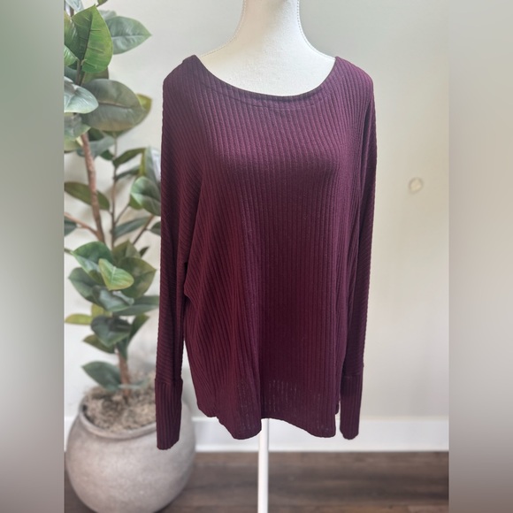 Lucky Brand Tops - Lucky Brand Deep Burgundy Ribbed Top